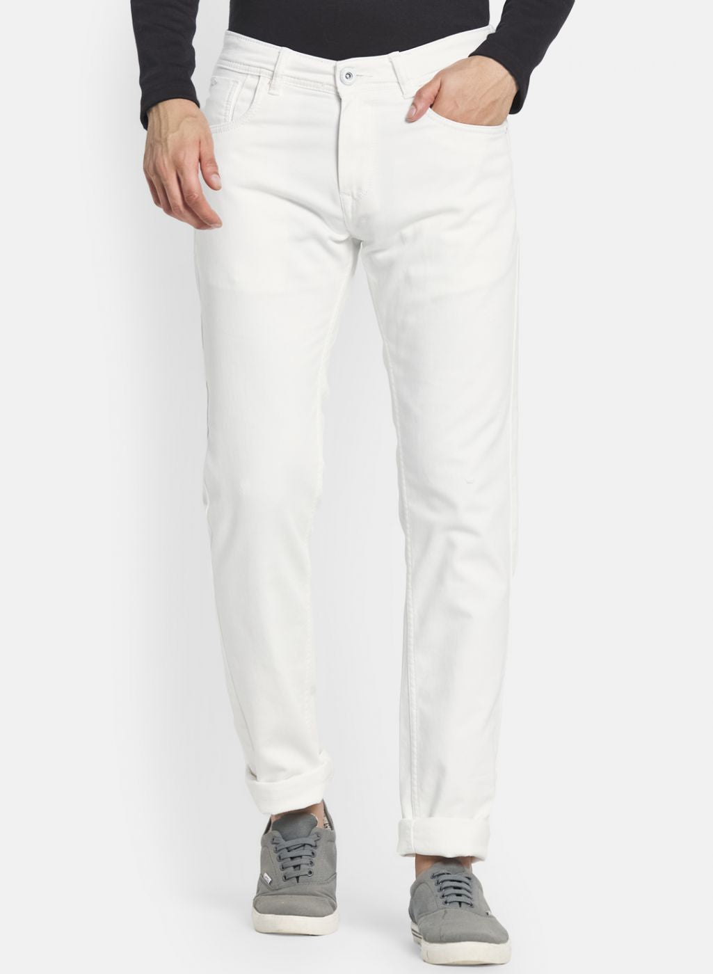 Men White Narrow Fit Denim