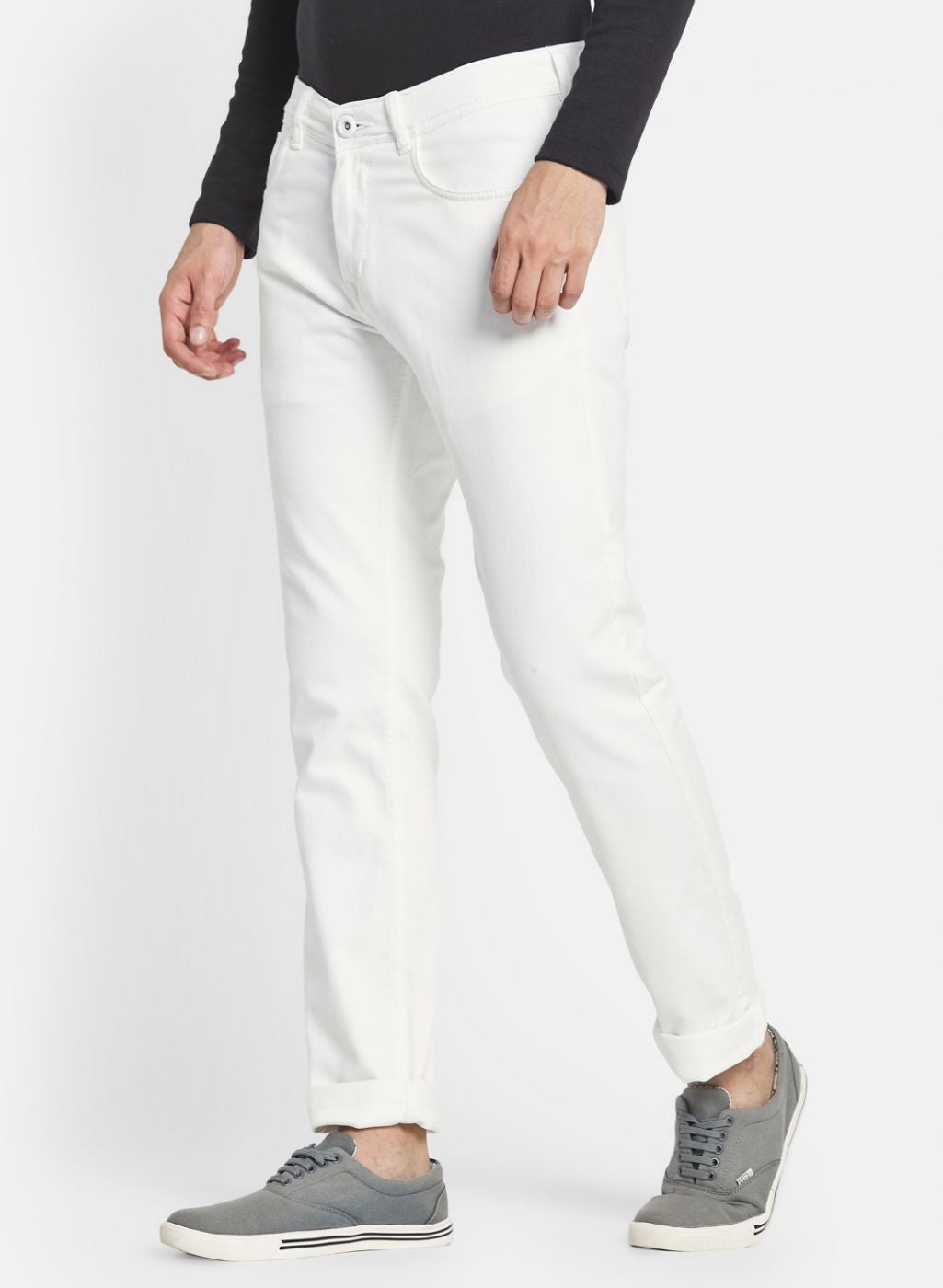 Men White Narrow Fit Denim