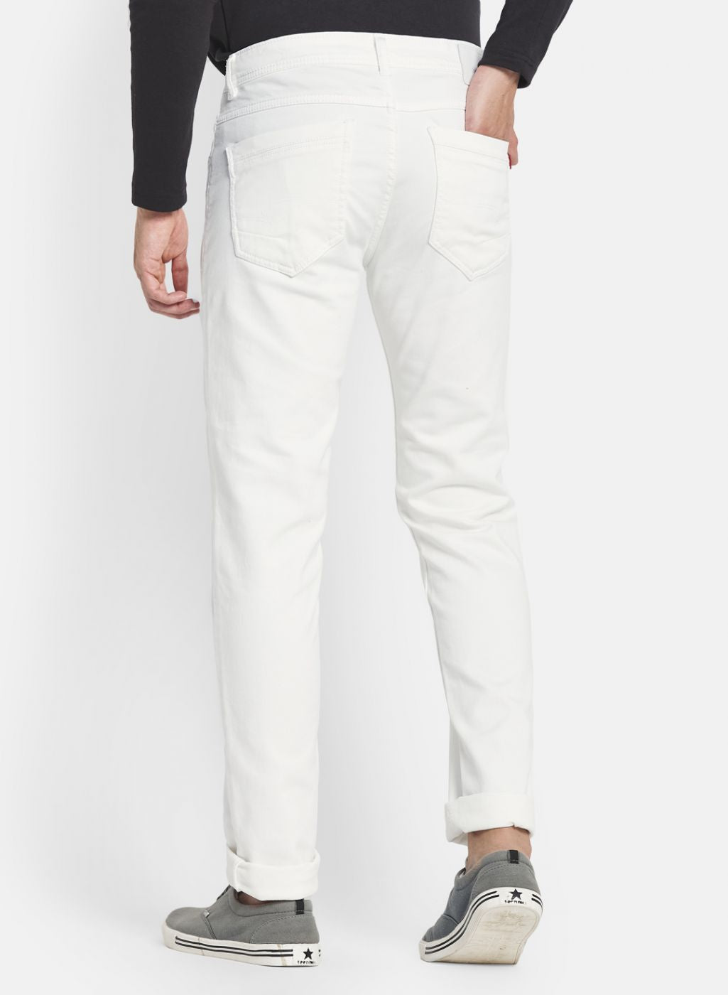 Men White Narrow Fit Denim