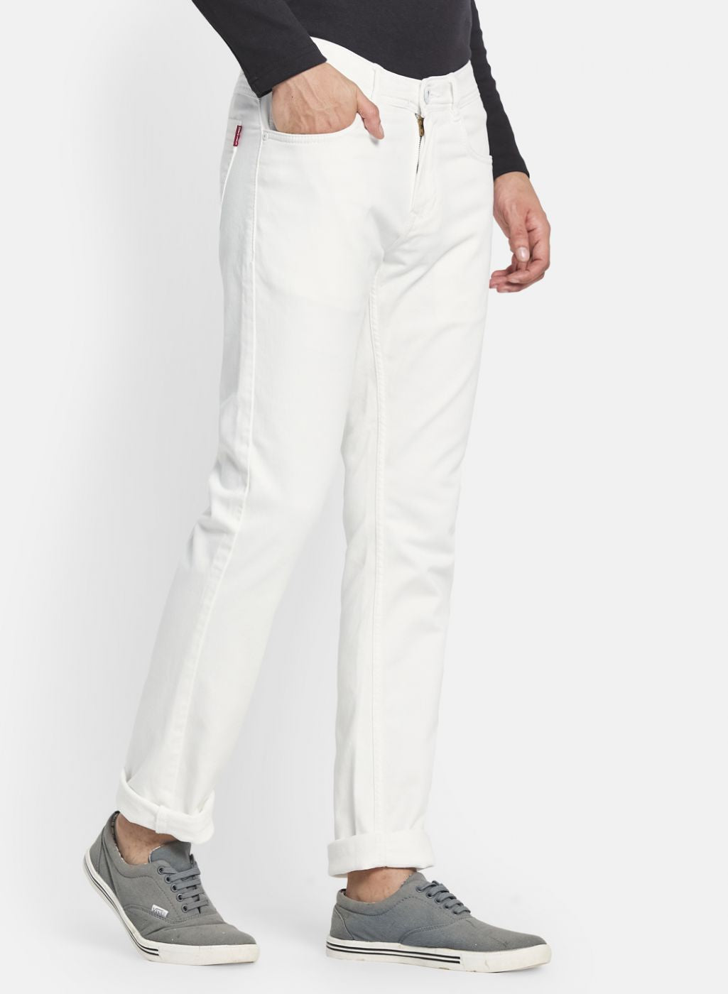 Men White Narrow Fit Denim