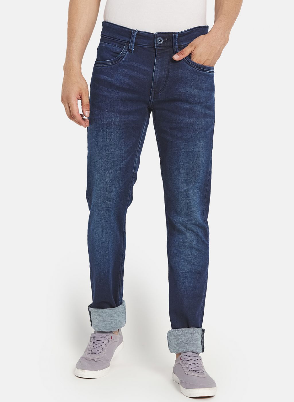 Men Navy Blue Narrow Fit Denim