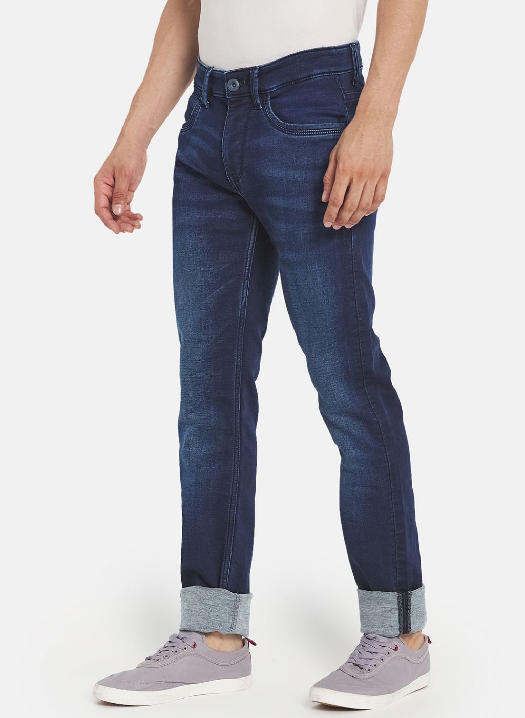 Men Navy Blue Narrow Fit Denim