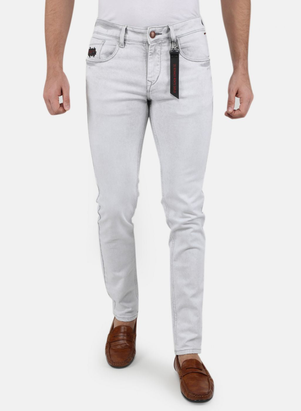 Men White Narrow Fit Denim