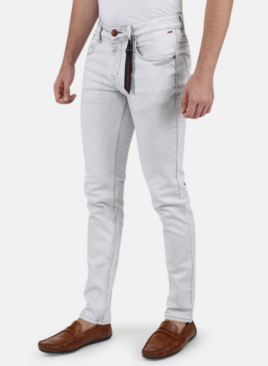 Men White Narrow Fit Denim