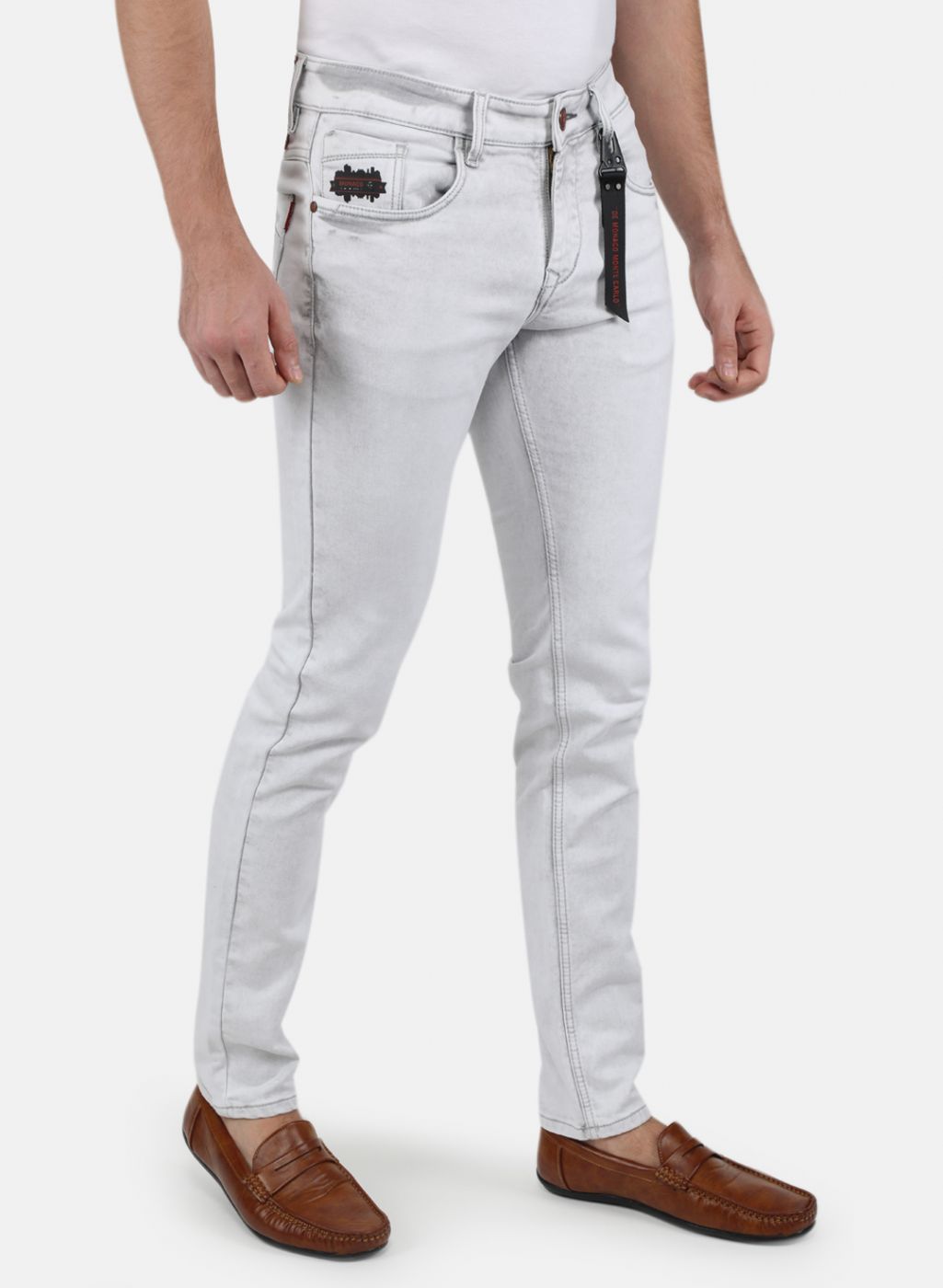 Men White Narrow Fit Denim