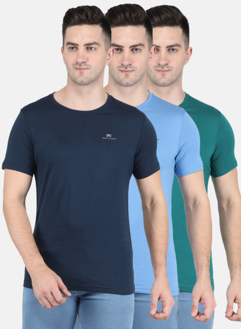 Men Blue Solid T-Shirt