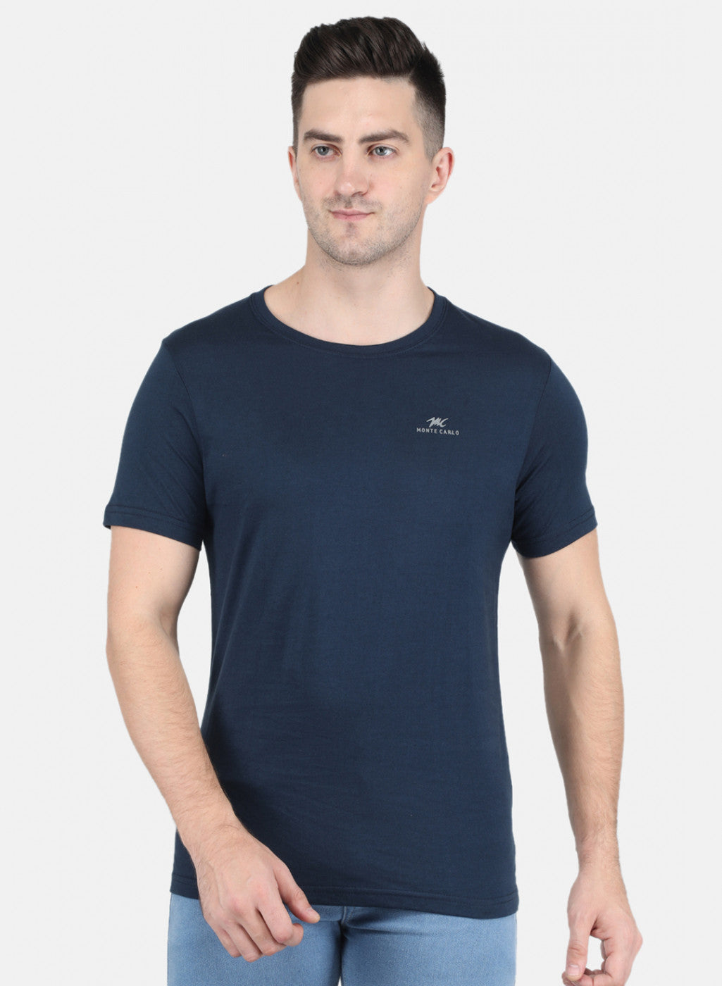 Men Blue Solid T-Shirt