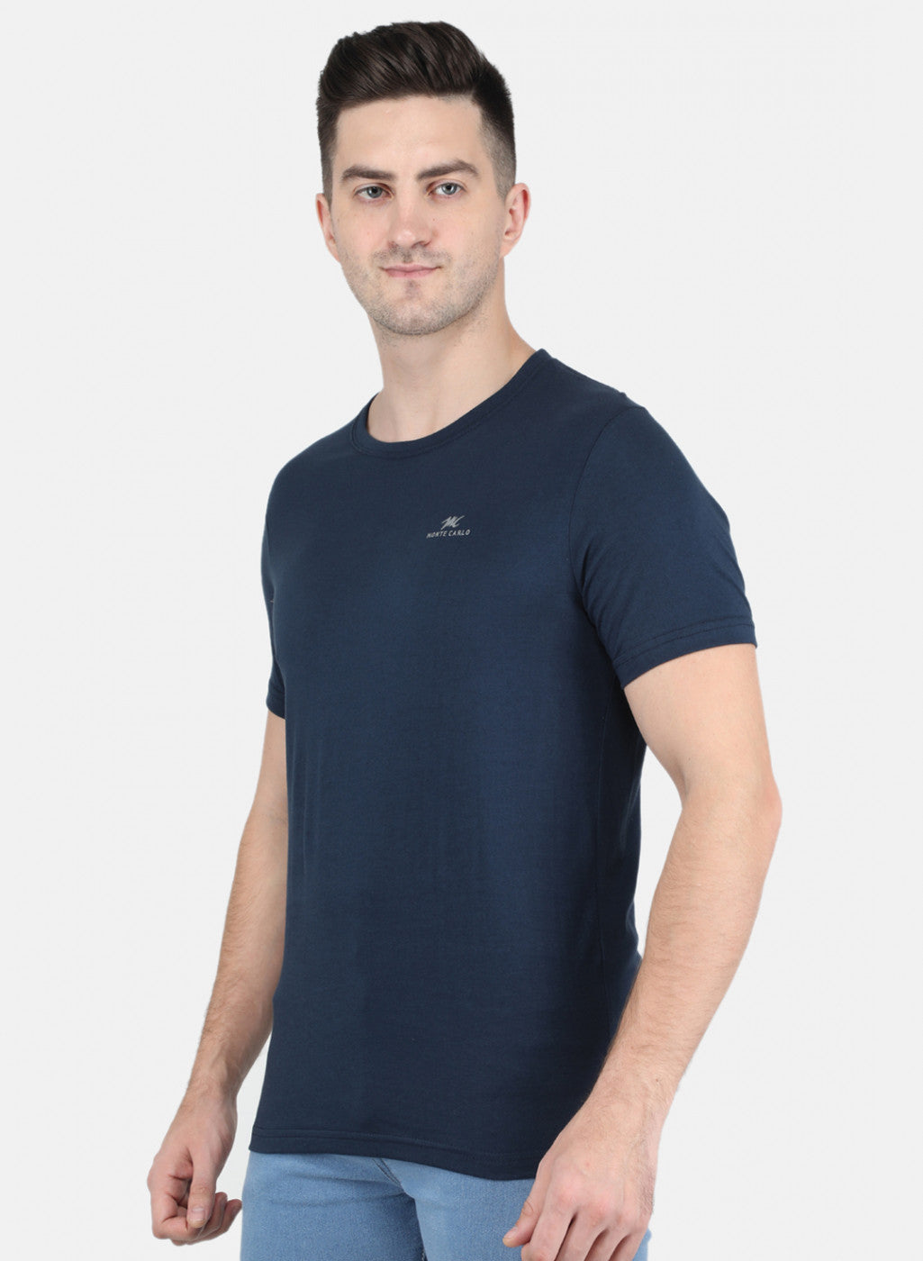 Men Blue Solid T-Shirt