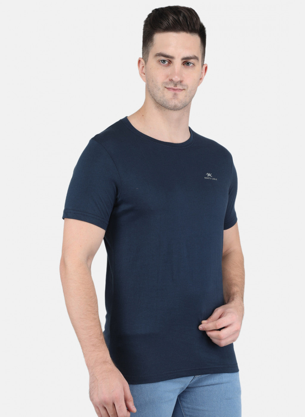 Men Blue Solid T-Shirt