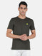 Rock-it Men Olive Self Design T-Shirt