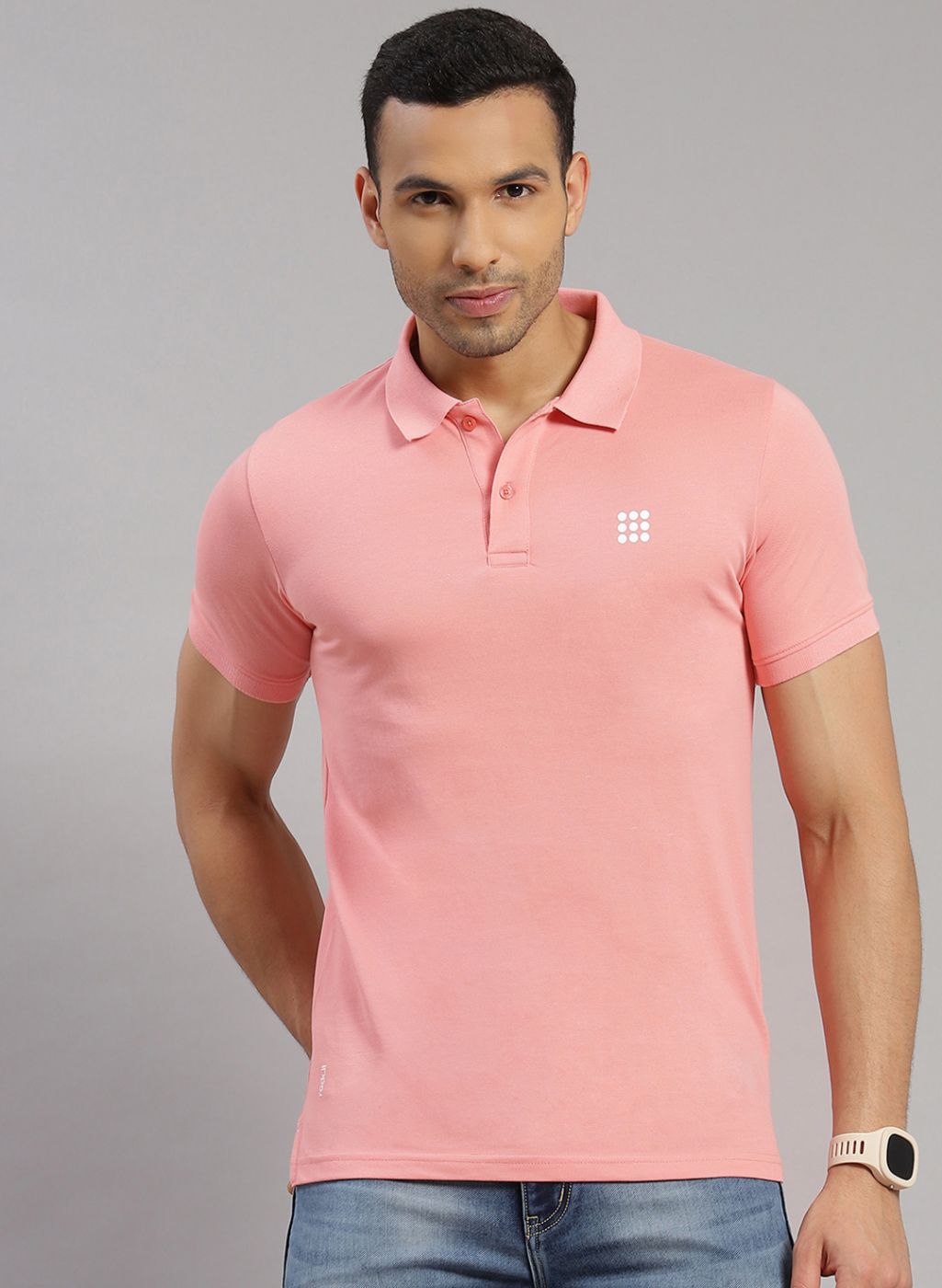 Men Pink Solid T-Shirt