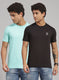 Men Green Solid T-Shirt 2 Pc