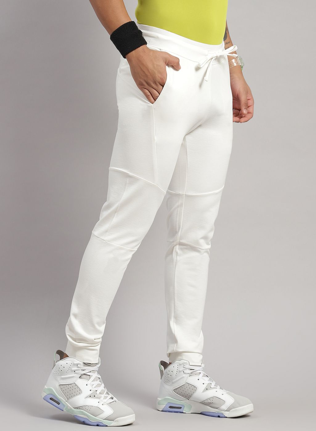 White joggers store for men