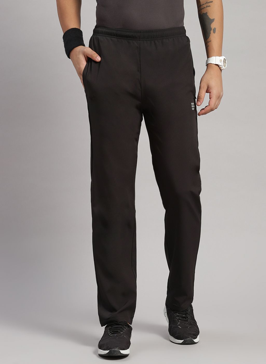 Buy online Black Solid Relaxed Fit Track Pant from bottom wear for