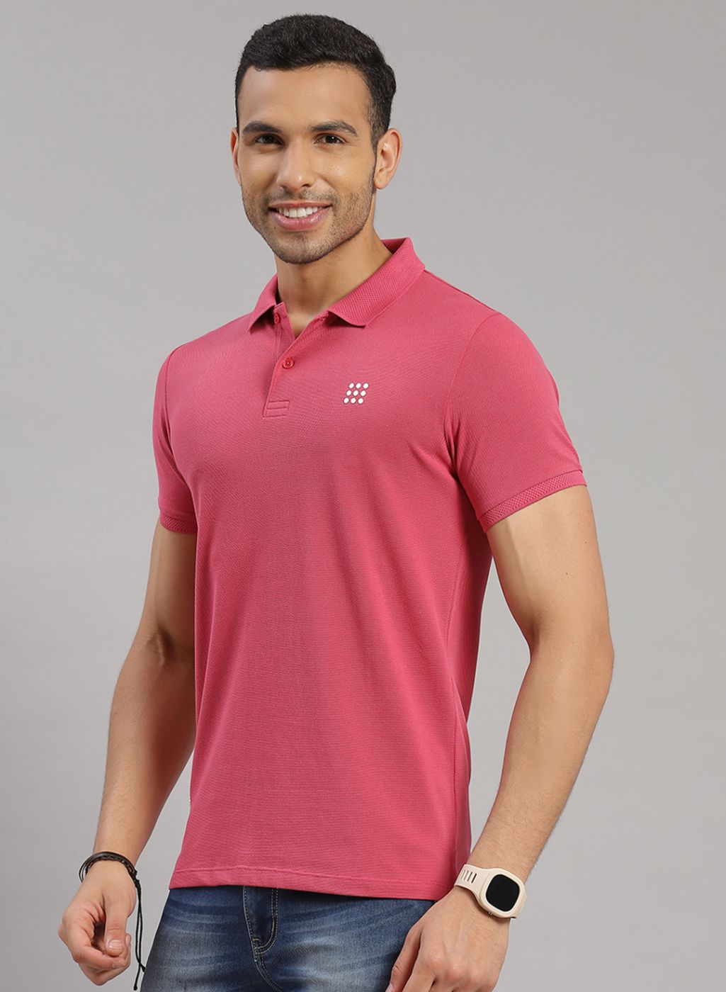 Men Pink Solid T-Shirt