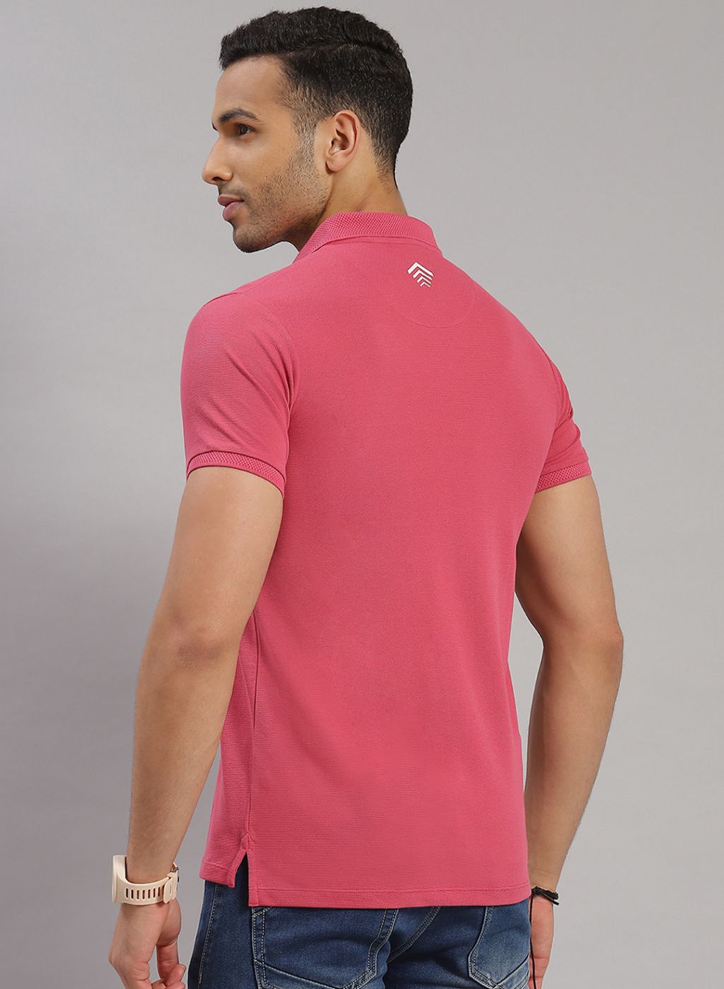 Men Pink Solid T-Shirt