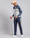 Men Navy Blue Solid Stand Collar Full Sleeve Tracksuit