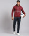 Men Maroon Printed Hooded Full Sleeve Sweatshirt