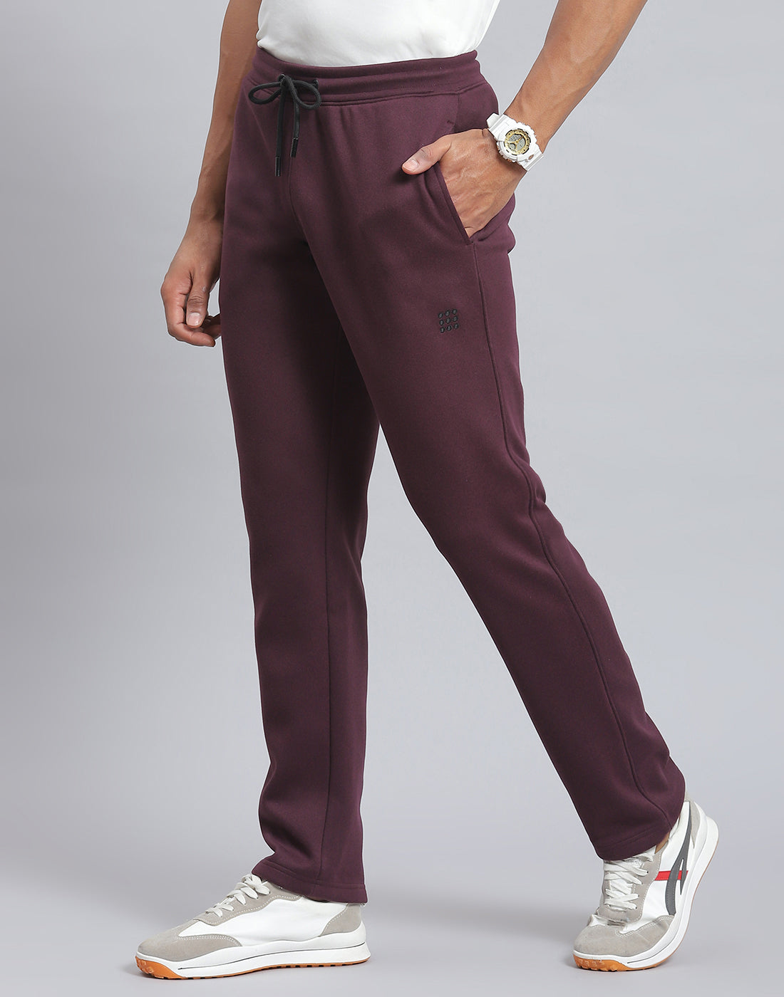 Men Maroon Solid Regular Fit Winter Lower