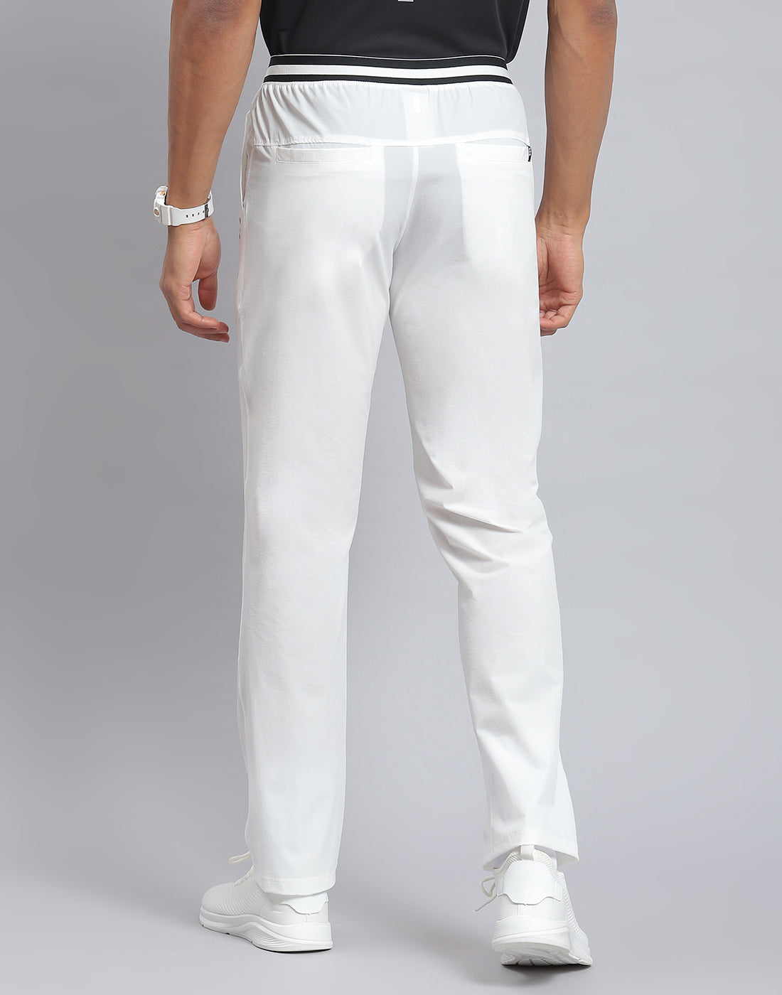 Men White Solid Regular Fit Winter Lower