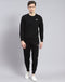 Men Black Solid Round Neck Full Sleeve Tracksuit