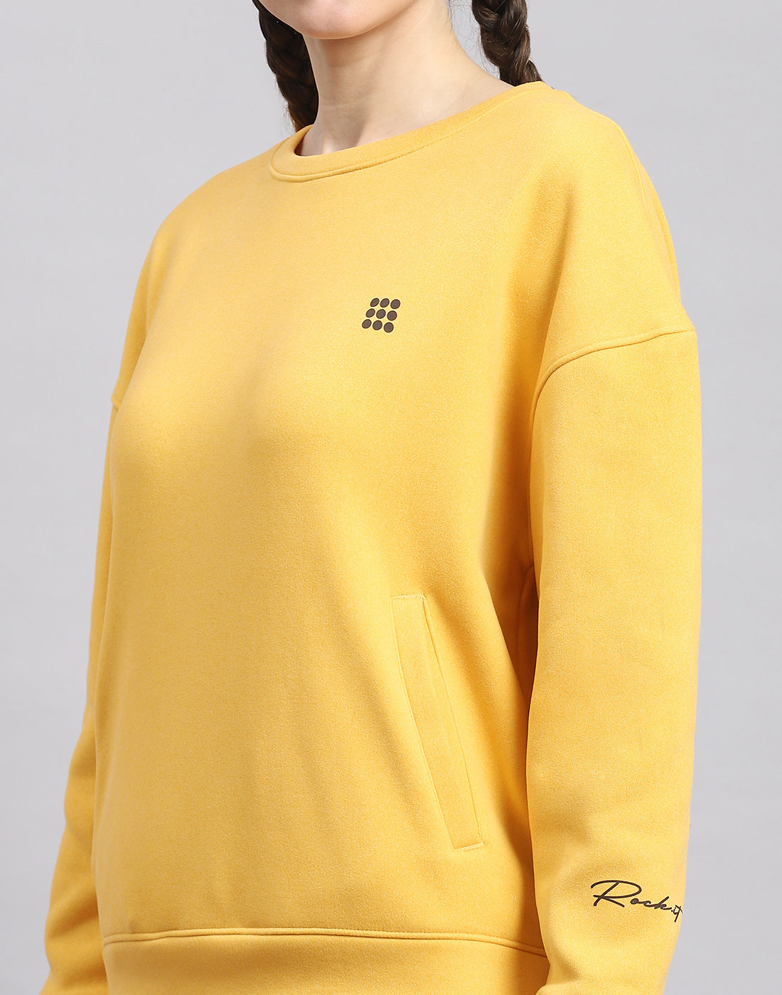 Buy Women Yellow Solid Round Neck Full Sleeve Sweatshirt Online in India -  Rock.it