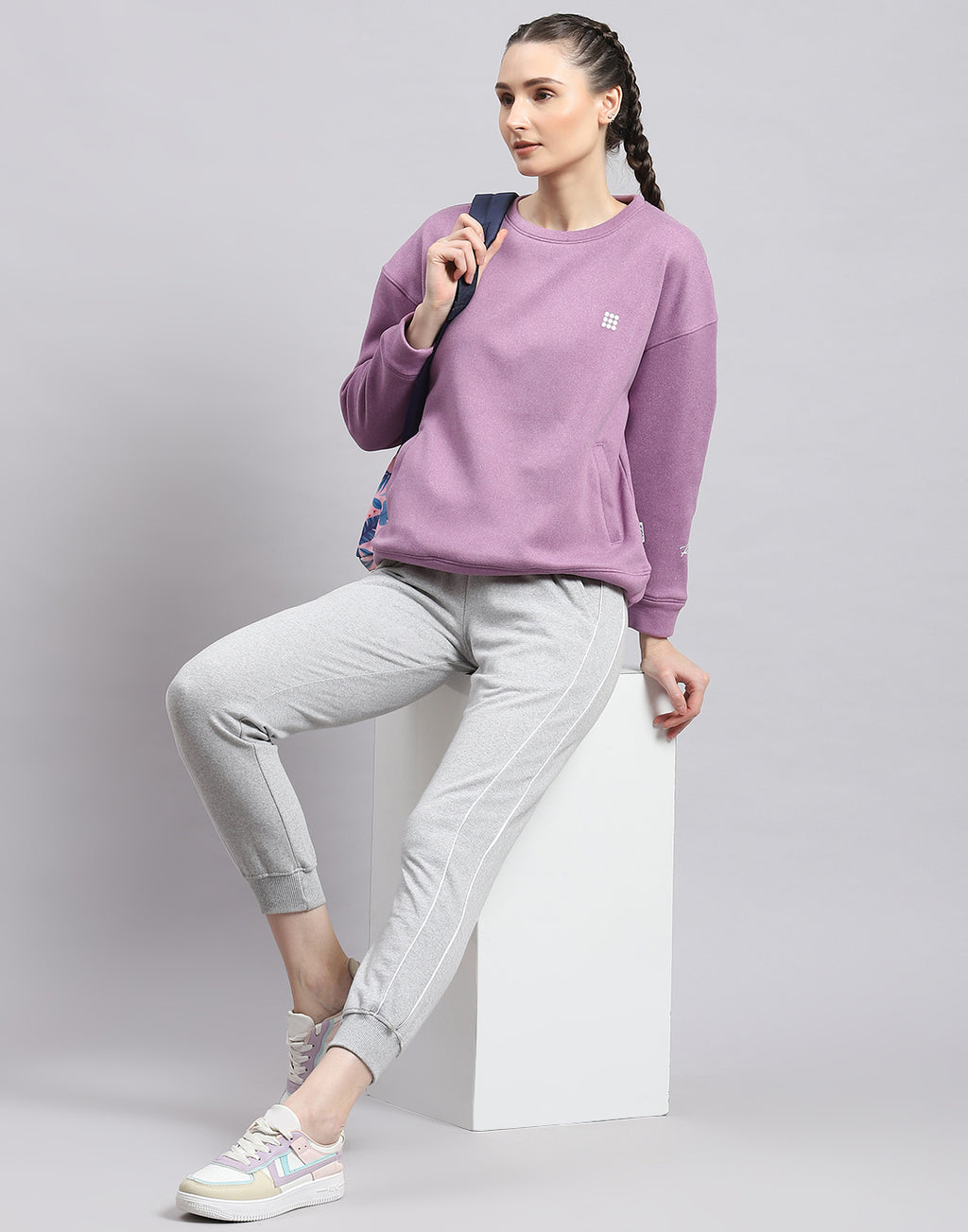 Buy Girls Purple Solid Regular Fit Sweatshirt Online - 760197