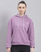 Women Purple Solid Hooded Full Sleeve Sweatshirt