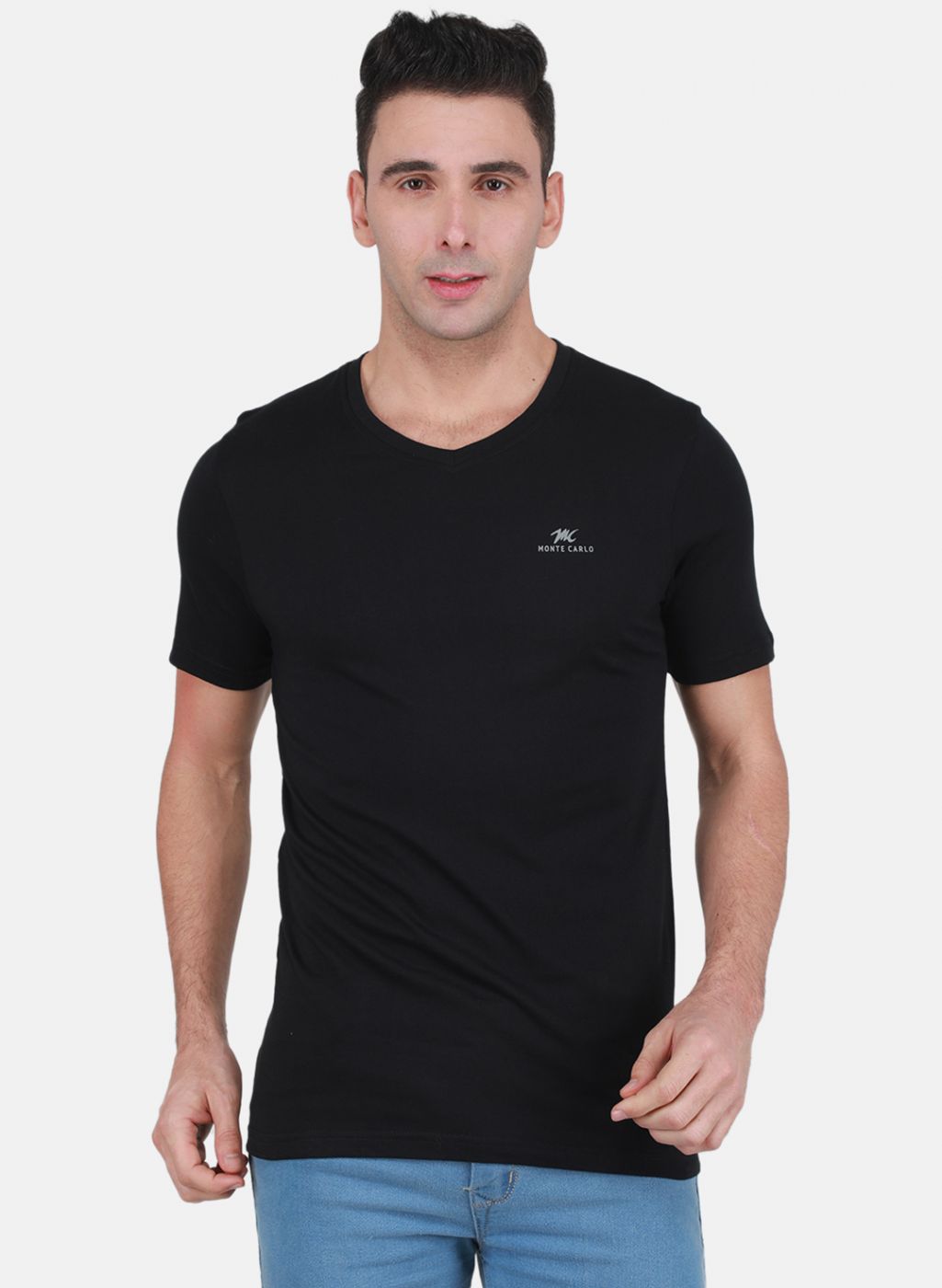 Men Black Solid T-Shirt