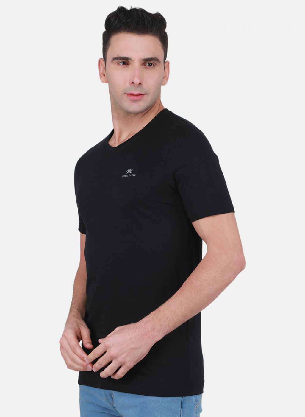 Men Black Solid T-Shirt