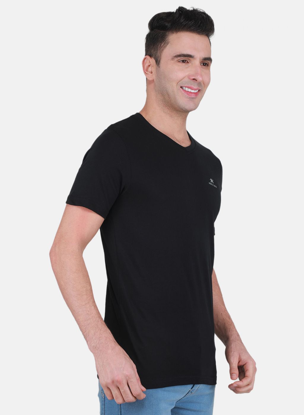 Men Black Solid T-Shirt