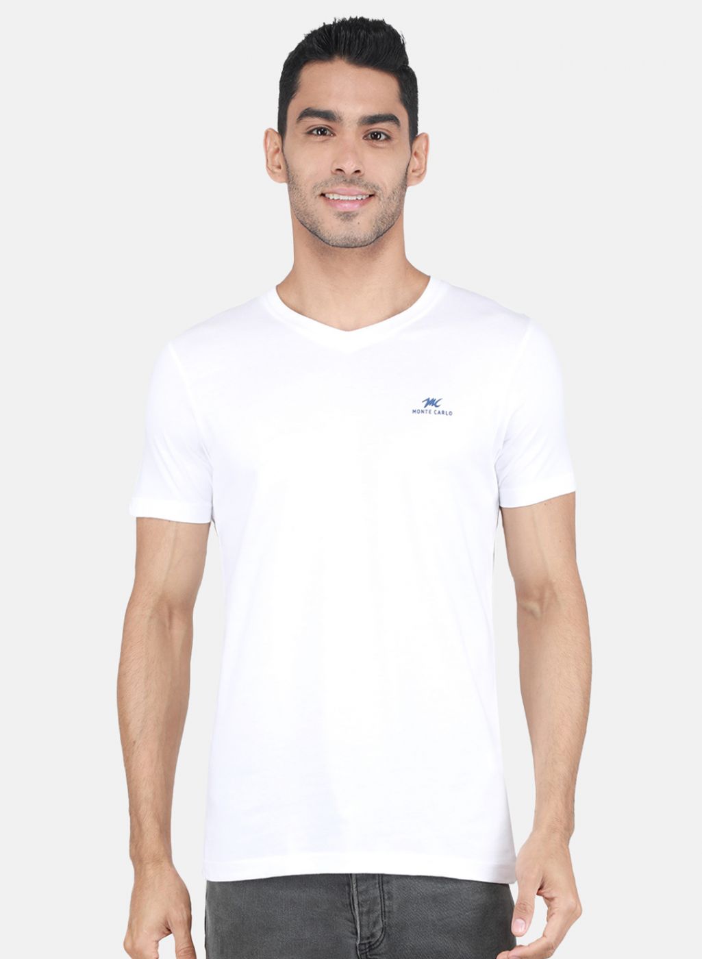 Men White Solid T-Shirt