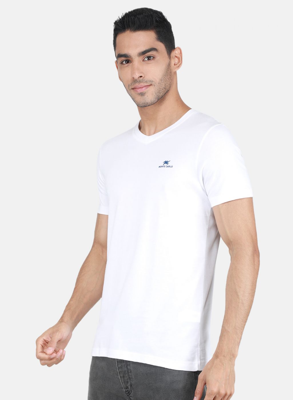 Men White Solid T-Shirt