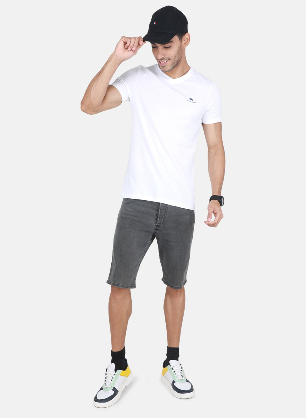 Men White Solid T-Shirt