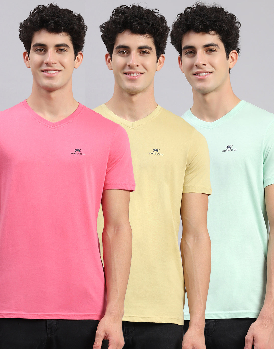 Men Multicolor Solid V Neck Half Sleeve T-Shirts