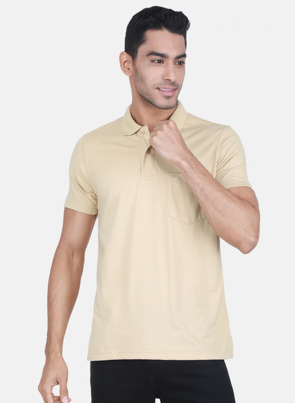 Men Camel Brown Solid T-Shirt