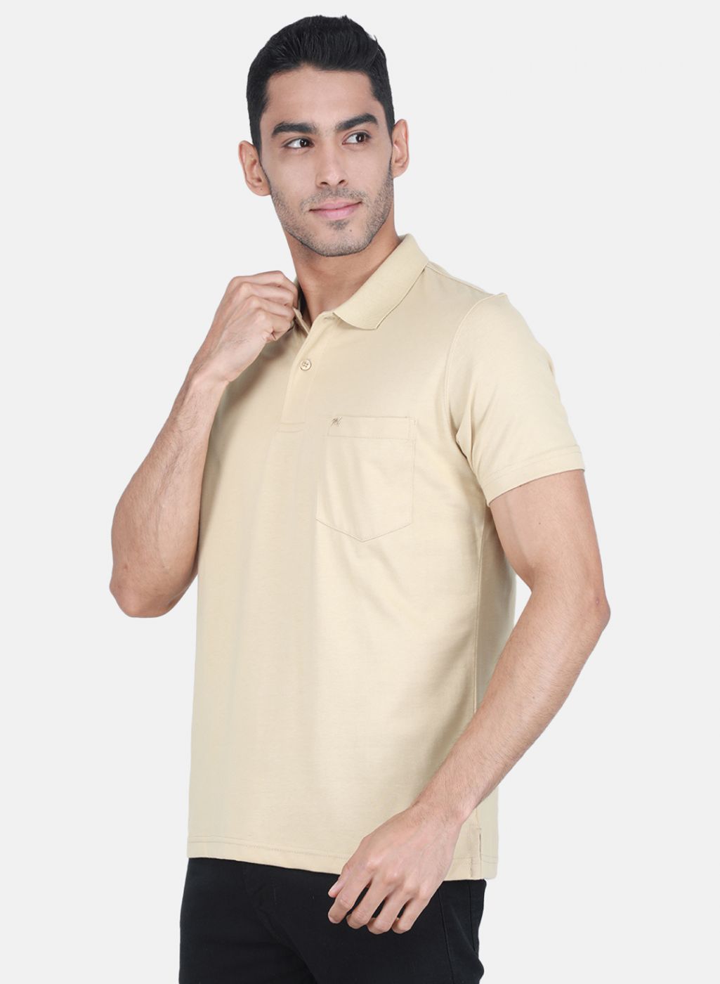 Men Camel Brown Solid T-Shirt