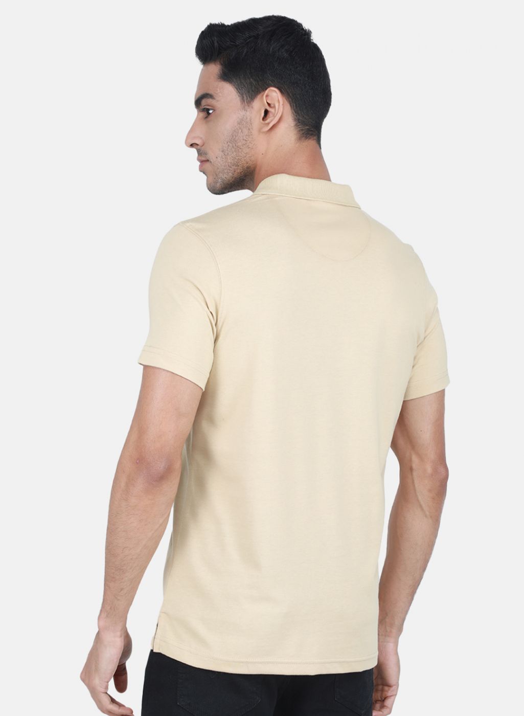 Men Camel Brown Solid T-Shirt