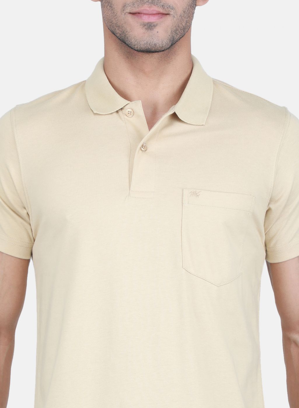 Men Camel Brown Solid T-Shirt