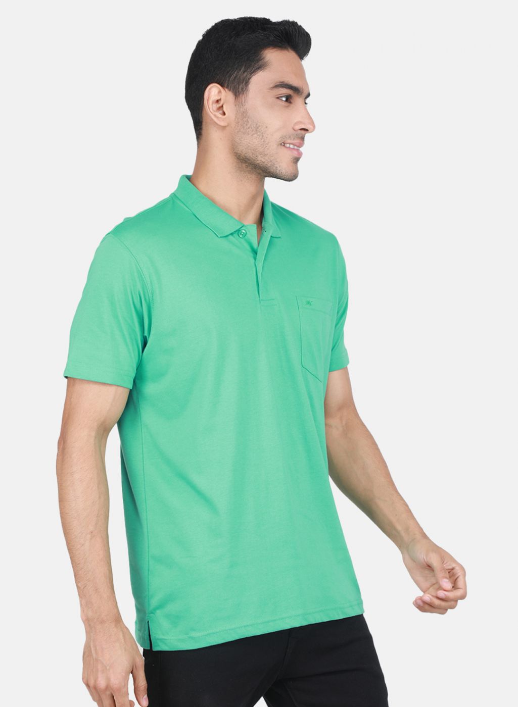 Men Sea Green Solid T-Shirt