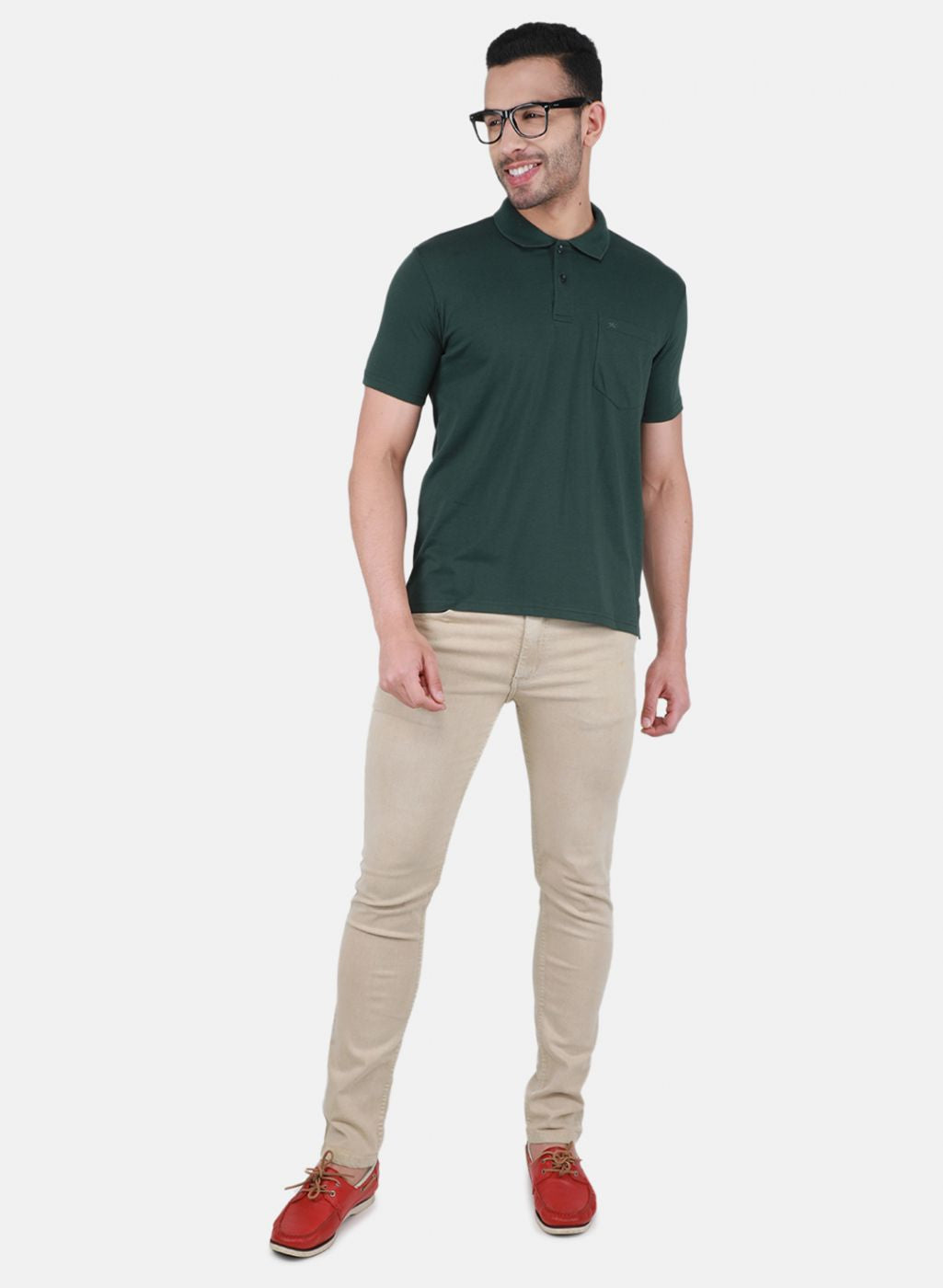 Men Green Solid T-Shirt