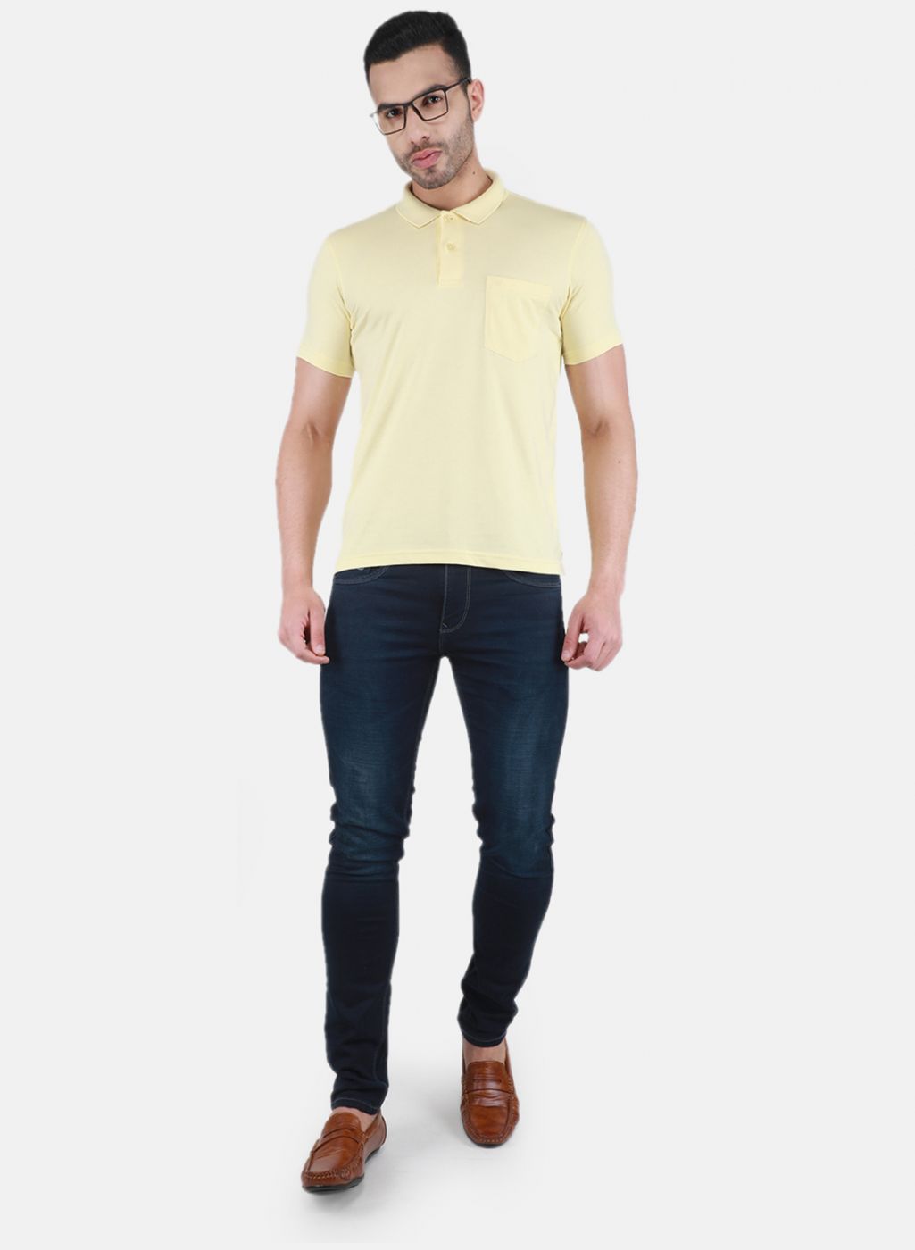 Men Yellow Solid T-Shirt