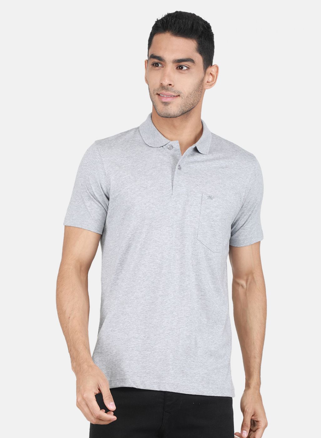 Men Grey Solid T-Shirt