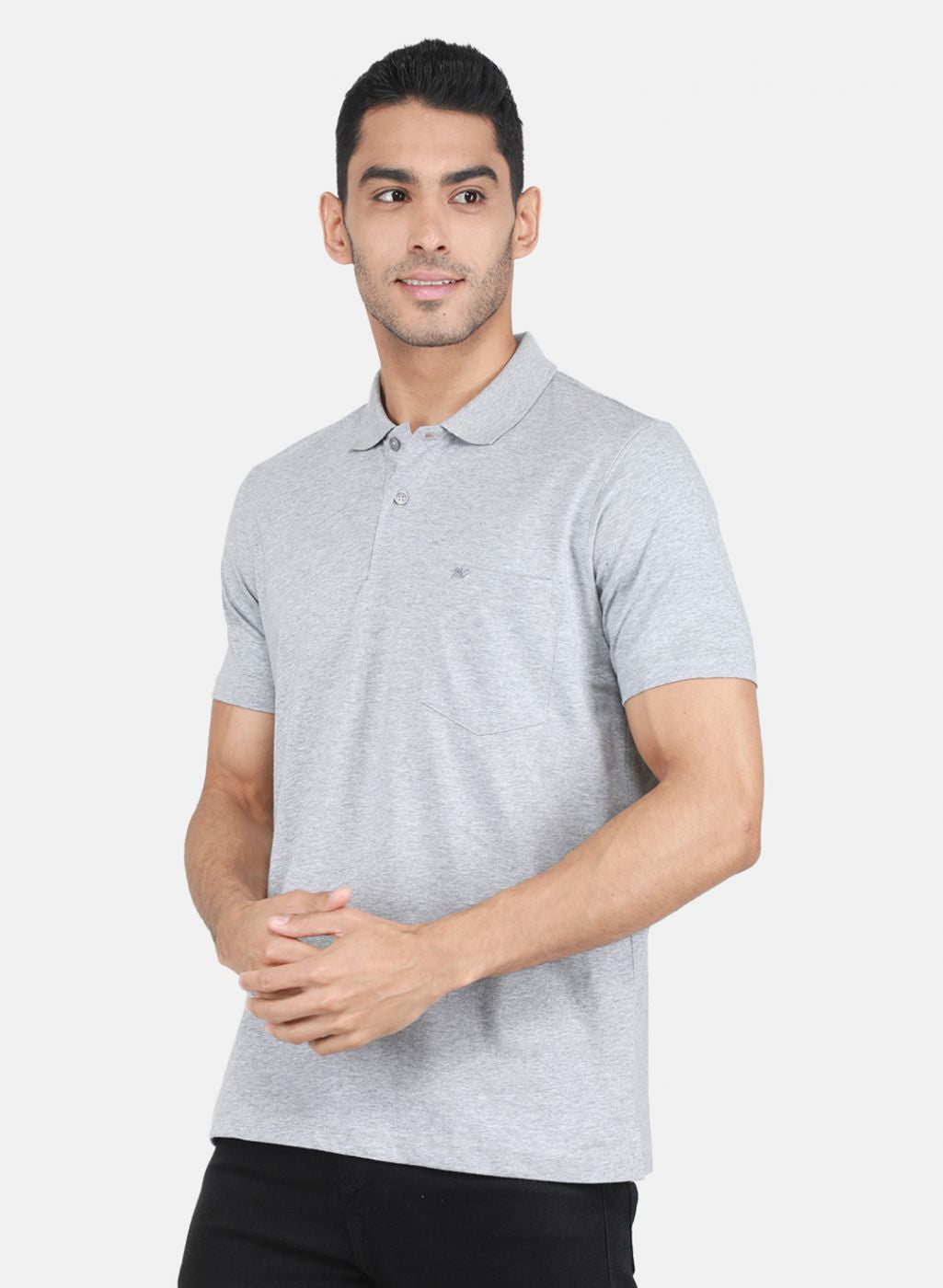 Men Grey Solid T-Shirt