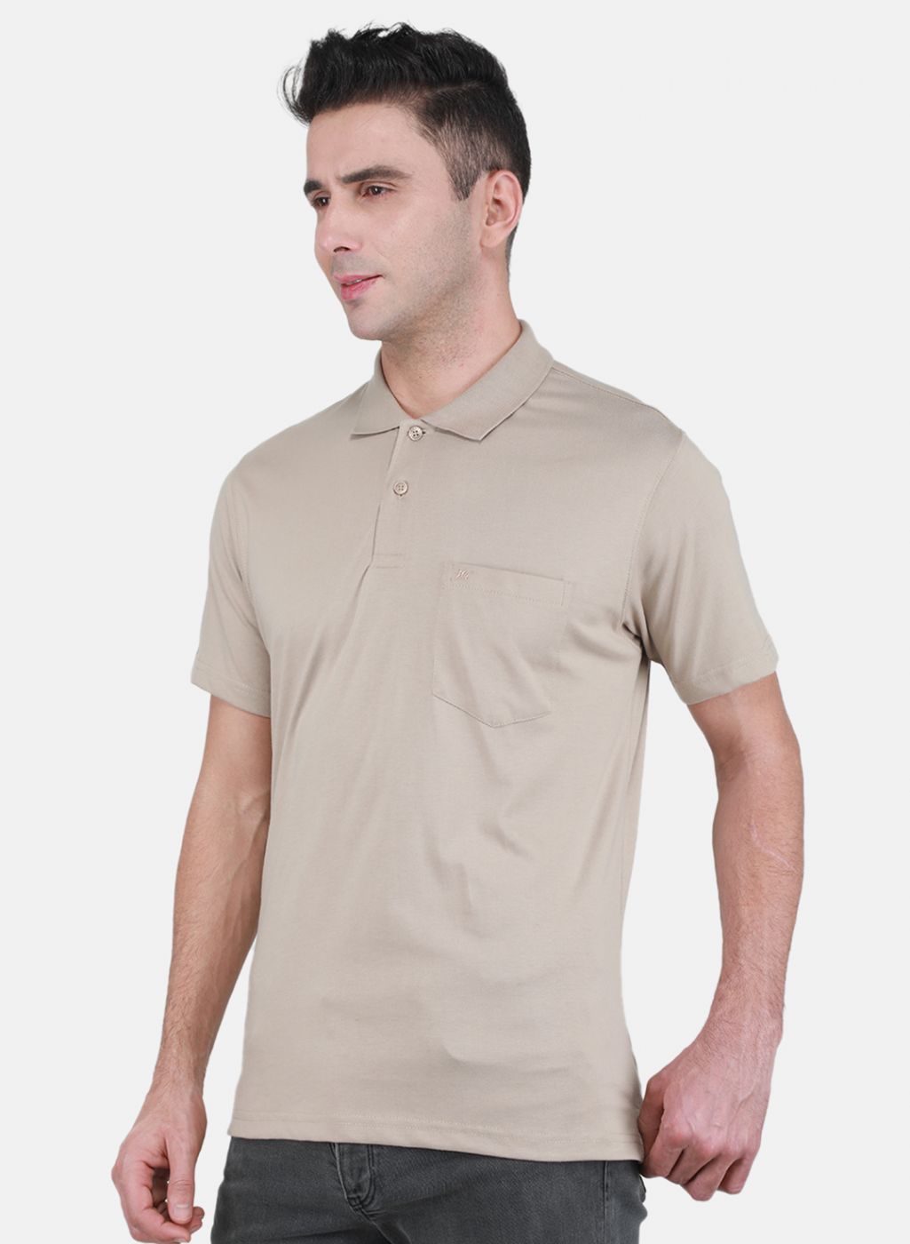 Men Beige Solid T-Shirt