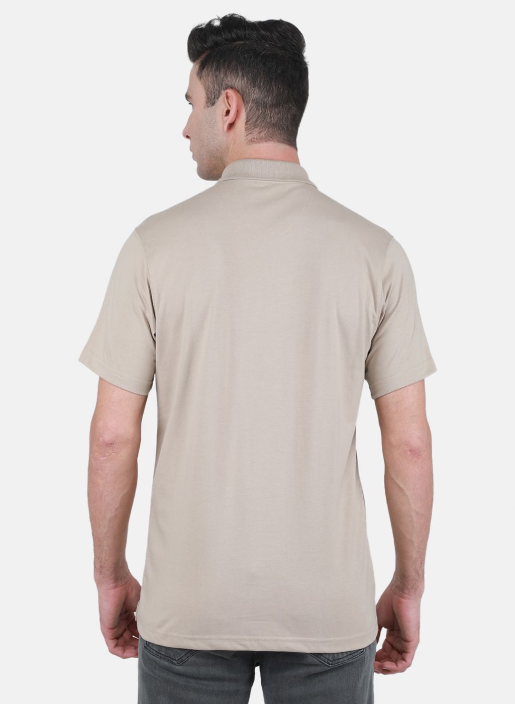 Men Beige Solid T-Shirt