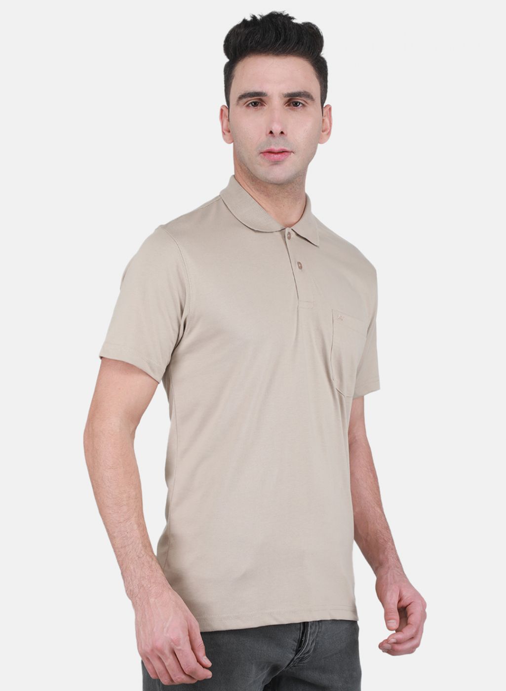 Men Beige Solid T-Shirt