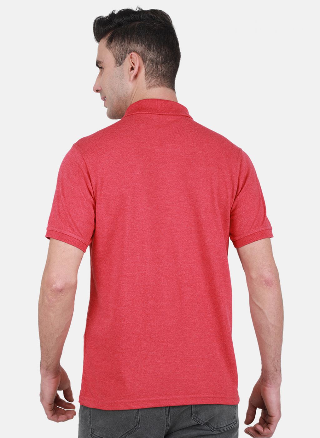 Men Coral Pink Solid T-Shirt