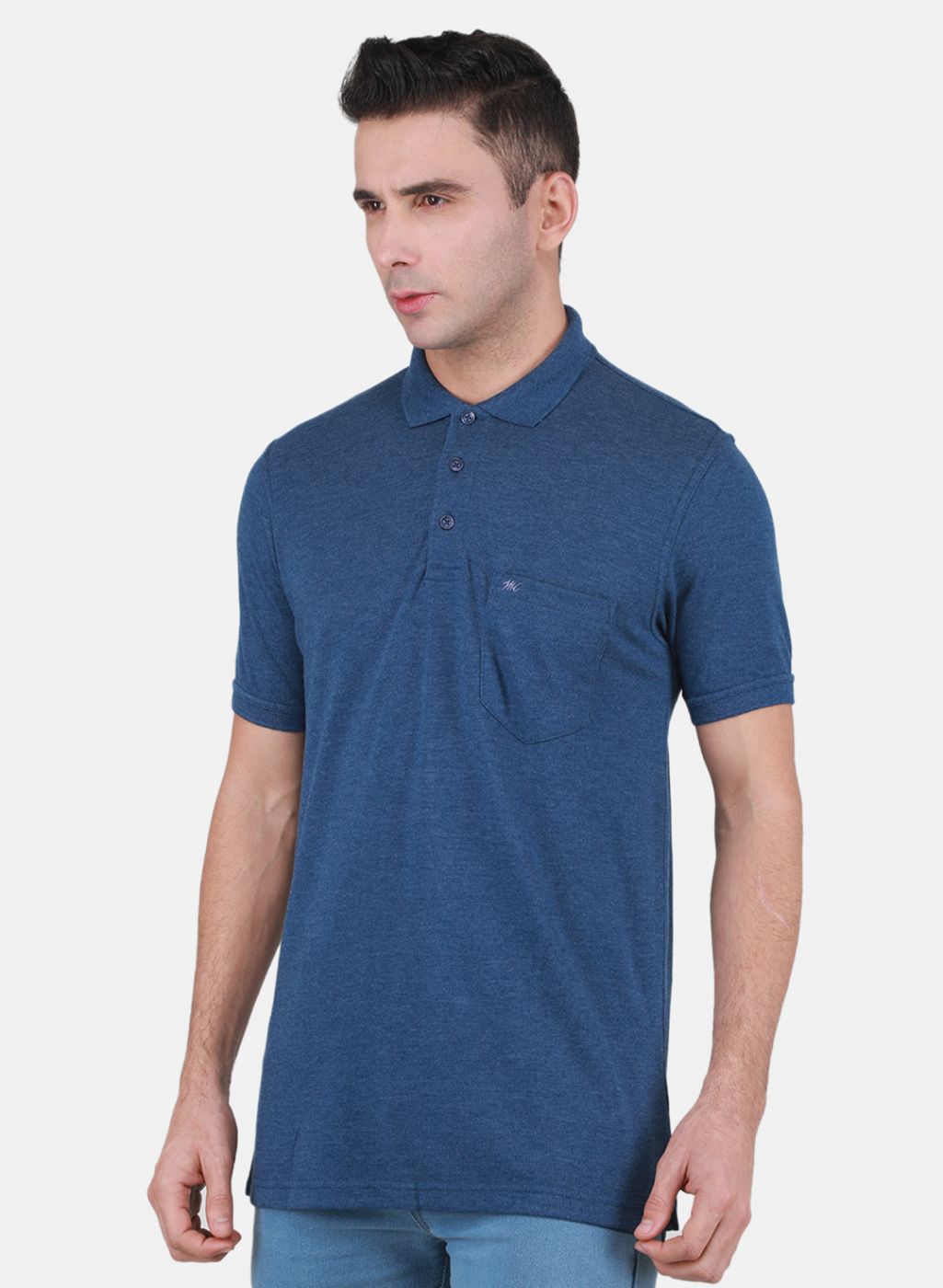 Men Blue Solid T-Shirt