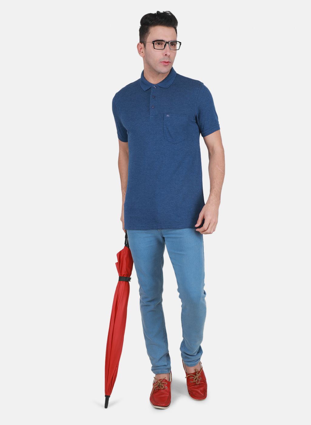 Men Blue Solid T-Shirt